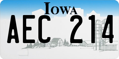 IA license plate AEC214