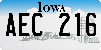 IA license plate AEC216