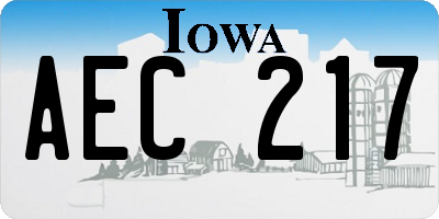 IA license plate AEC217