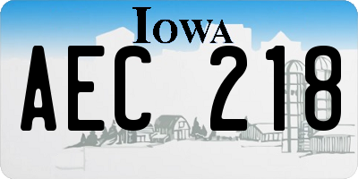 IA license plate AEC218
