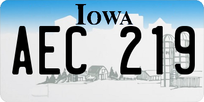 IA license plate AEC219