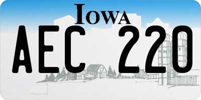 IA license plate AEC220