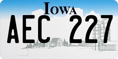 IA license plate AEC227