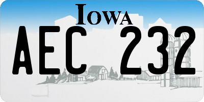 IA license plate AEC232