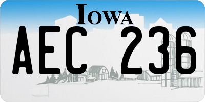 IA license plate AEC236