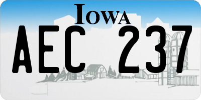 IA license plate AEC237