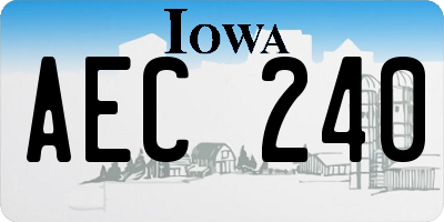 IA license plate AEC240