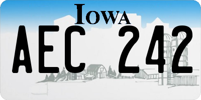 IA license plate AEC242