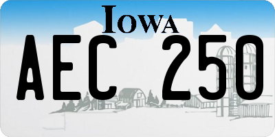 IA license plate AEC250