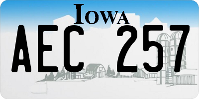 IA license plate AEC257