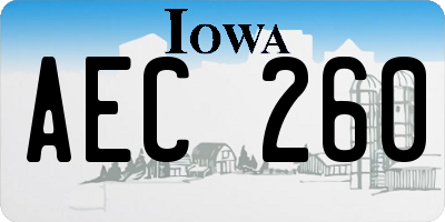 IA license plate AEC260
