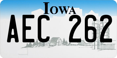 IA license plate AEC262