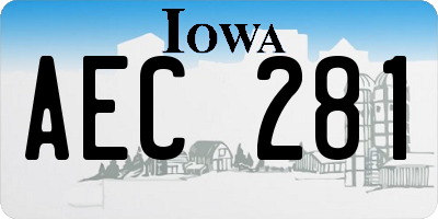IA license plate AEC281