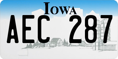 IA license plate AEC287
