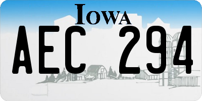 IA license plate AEC294