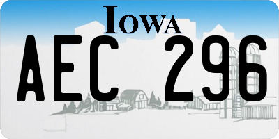 IA license plate AEC296