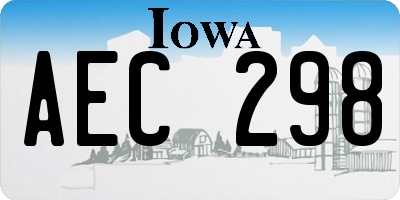IA license plate AEC298
