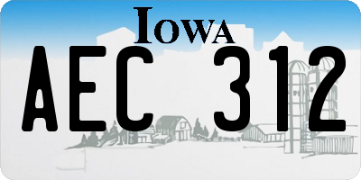 IA license plate AEC312