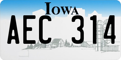 IA license plate AEC314