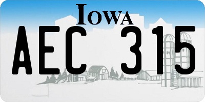 IA license plate AEC315