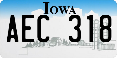 IA license plate AEC318