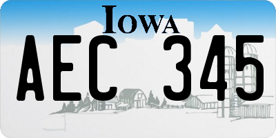 IA license plate AEC345