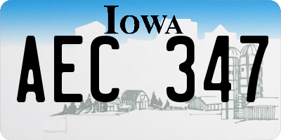 IA license plate AEC347