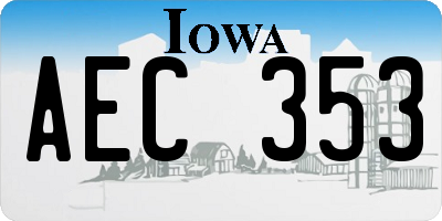 IA license plate AEC353
