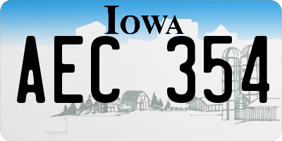 IA license plate AEC354