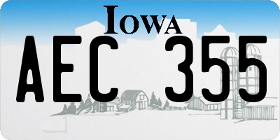 IA license plate AEC355