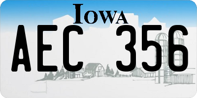 IA license plate AEC356