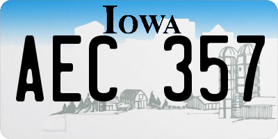 IA license plate AEC357