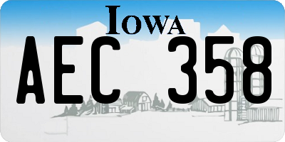 IA license plate AEC358
