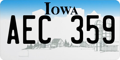IA license plate AEC359