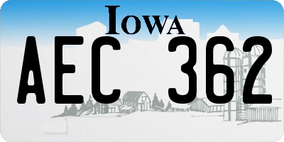 IA license plate AEC362