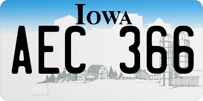IA license plate AEC366