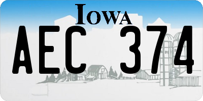 IA license plate AEC374