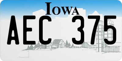 IA license plate AEC375