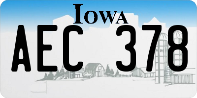IA license plate AEC378