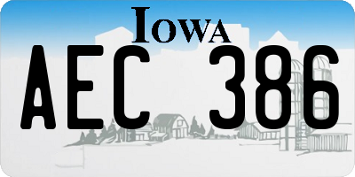 IA license plate AEC386