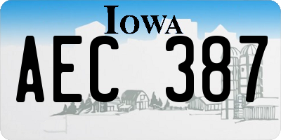 IA license plate AEC387