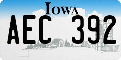 IA license plate AEC392