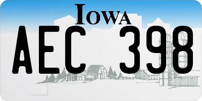 IA license plate AEC398