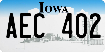 IA license plate AEC402