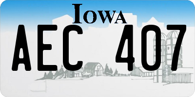 IA license plate AEC407