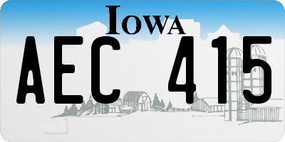 IA license plate AEC415