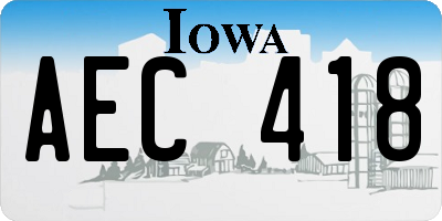 IA license plate AEC418