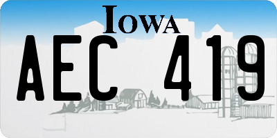 IA license plate AEC419