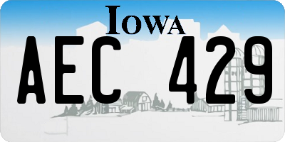 IA license plate AEC429