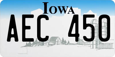 IA license plate AEC450